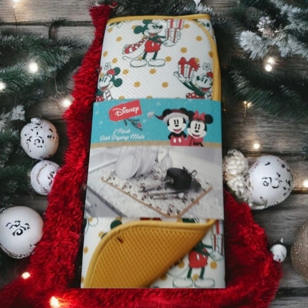 Mickey & Minnie Christmas Disney Dish Drying Mat 2 Pack
